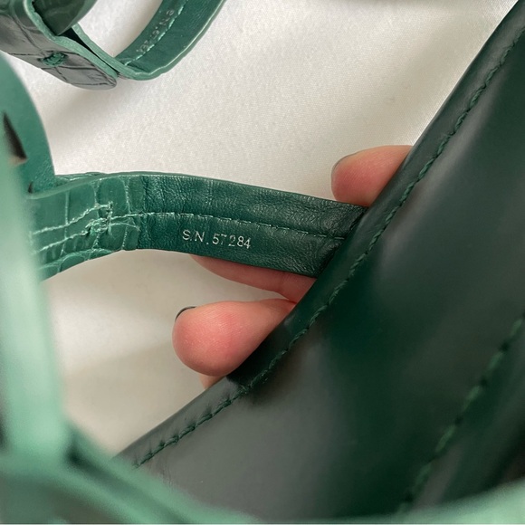 Tory Burch "Miller" Croc Leather Dark Green Sandals - Picture 8 of 13